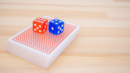 Playing cards and colorful dice_26