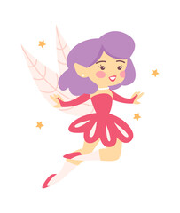 Cute Cartoon Childish Fairy Characters. Vector illustration