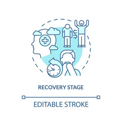 Recovery stage turquoise concept icon. Traumatic experience. PTSD treatment abstract idea thin line illustration. Isolated outline drawing. Editable stroke. Arial, Myriad Pro-Bold fonts used