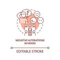 Negative alterations in mood terracotta concept icon. Criteria for PTSD abstract idea thin line illustration. Isolated outline drawing. Editable stroke. Arial, Myriad Pro-Bold fonts used