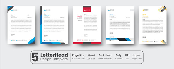 Clean and professional corporate business letterhead template bundle for agency, company