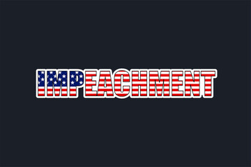 word Impeachment american flag colors, election vote emblem badge sticker