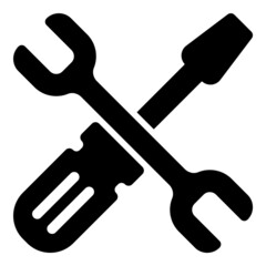 Screwdriver And Wrench Flat Icon Isolated On White Background