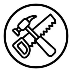 Saw And Hammer Flat Icon Isolated On White Background
