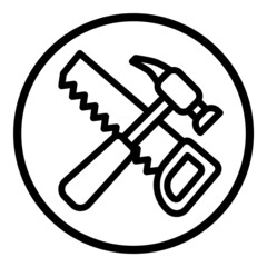 Saw And Hammer Flat Icon Isolated On White Background