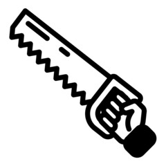 Saw In Hand Flat Icon Isolated On White Background