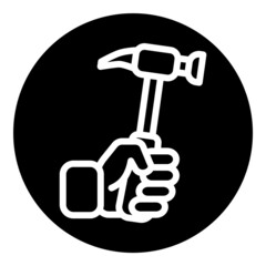 Hammer In Hand Flat Icon Isolated On White Background