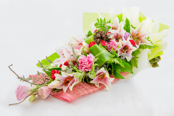 Bouquet isolated on white, Birthday bouquet, Valentine bouquet.