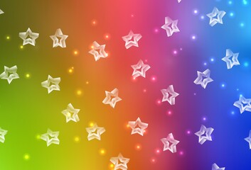 Light Multicolor vector backdrop with small and big stars.