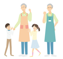 保育補助のアルバイトをするシニア男性