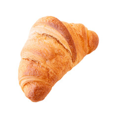 One french croissant isolated on white background.