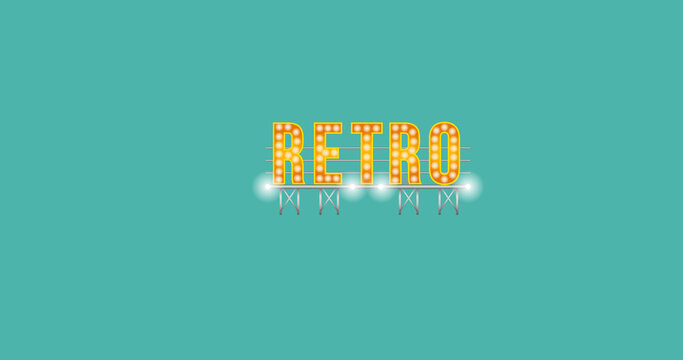 Image of retro text and high heels over green background