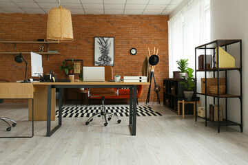 Modern workplaces in stylish office