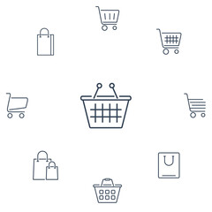 shopping cart icons set . shopping cart pack symbol vector elements for infographic web