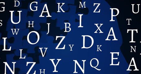 Image of letters making national puzzle day writing on black background