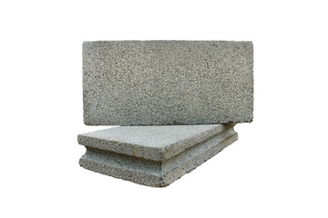 Isolated rectangular concrete blocks cutout on white background. building materials.