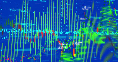 Image of data processing on blue background
