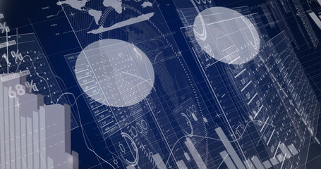 Image of data processing on blue background