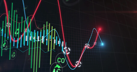 Image of data processing on black background
