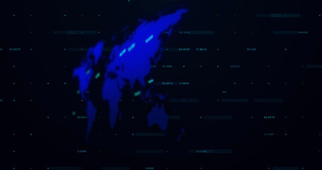 Image of data processing over world map