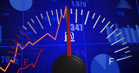 Naklejka premium Image of data processing over car panel