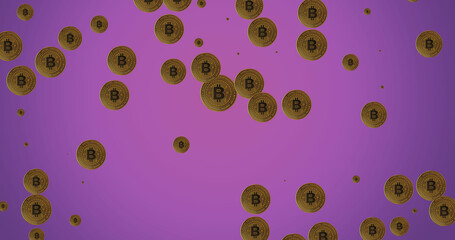 Image of media icon over bitcoin symbols