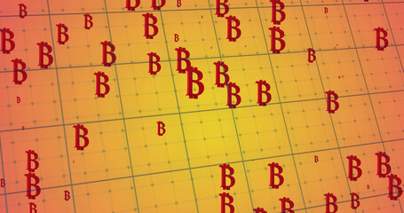 Image of data processing over bitcoin symbols