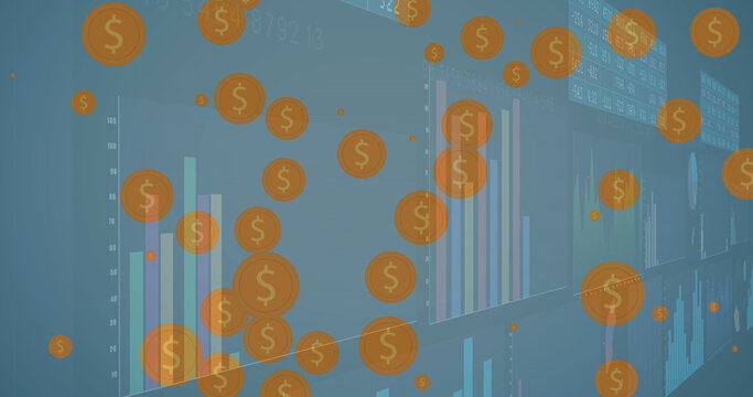 Image of data processing over dollar symbols