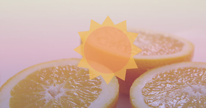 Image of sun icon over oranges