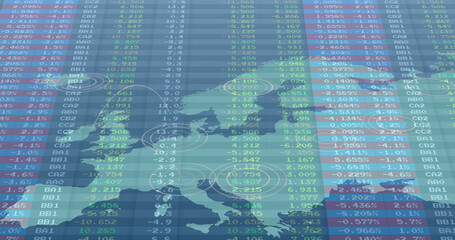 Image of data processing over world map