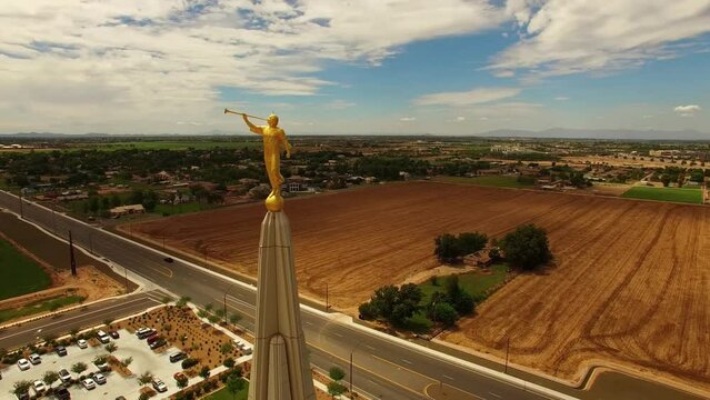 Gilbert Temple, Arizona, Angel Moroni Statue, Aerial View