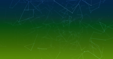 Digital image of network of connections floating against blue and green gradient background
