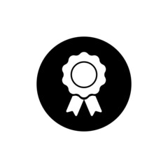 Badge with ribbons icon in black round