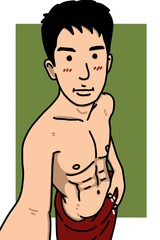 Fototapeta premium cute man cartoon on gray background