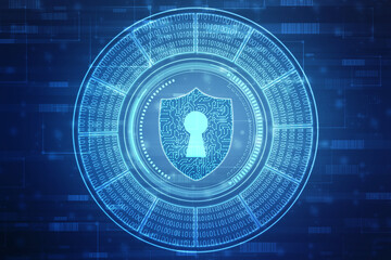 Protect and Security concept. Digital Shield on abstract technology background, Cyber security and information or network protection. Future technology web services for business and internet project