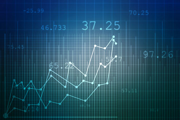 Business Growth graph on technology background, Futuristic raise arrow chart digital transformation abstract technology background. Big data and business growth currency stock and investment economy
