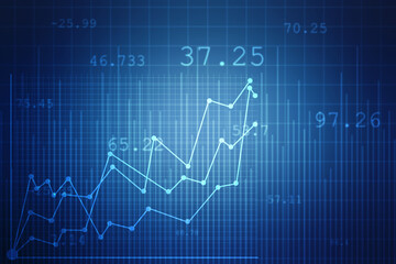 Business Growth graph on technology background, Futuristic raise arrow chart digital transformation abstract technology background. Big data and business growth currency stock and investment economy