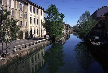 Naviglio Grande or Gran Canal, Milan, Italy.