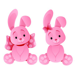 Two cute plush pink bunnies
