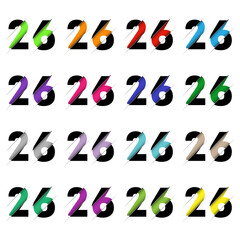 Paper cut number twenty six 26. Realistic 3D multi layers papercut effect isolated on white background. Figure of alphabet letter font. Decoration element for birthday or wedding greeting design