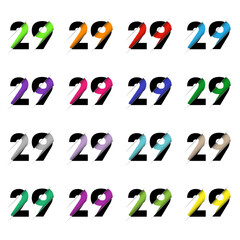 Paper cut number twenty nine 29. Realistic 3D multi layers papercut effect isolated on white background. Figure of alphabet letter font. Decoration element for birthday or wedding greeting design