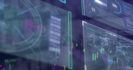 Image of data processing on blue background