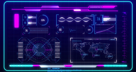 Image of scientific data processing over screen