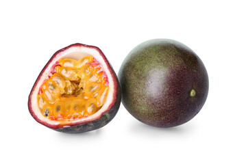 Delicious passion fruits on white background