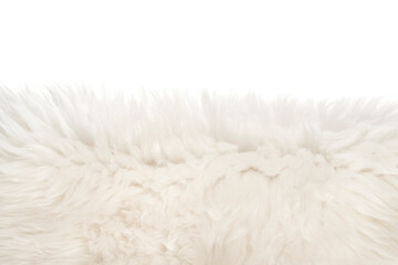 White fluffy wool texture isolated white background. natural fur texture. close-up for designers