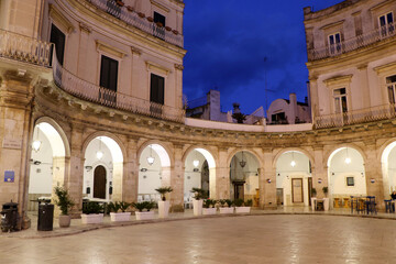 View of Piazza Maria Immacolata at night in Martina Franca, Puglia, Italy - obrazy, fototapety, plakaty