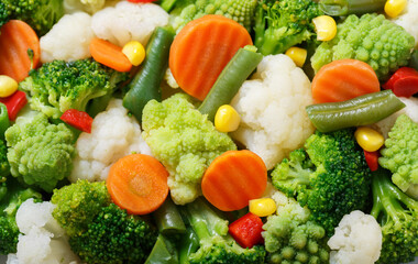 steamed vegetables as background
