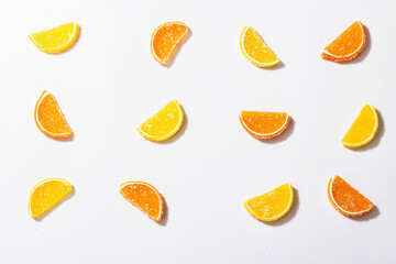 Lemon and orange marmalade. Jelly candies in the form of slices.