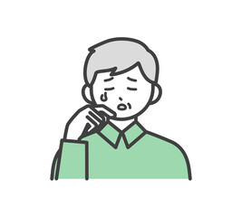 高齢男性の表情とジェスチャーのイラスト素材