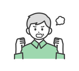 高齢男性の表情とジェスチャーのイラスト素材